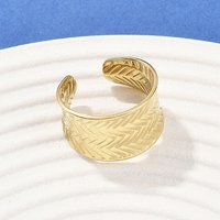 304 Stainless Steel Cuff Rings with 18K Gold Plating, 13mm