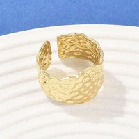 304 Stainless Steel Cuff Rings with 18K Gold Plating