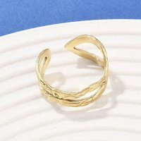 304 Stainless Steel Cuff Rings, 18K Gold Plated, 4-10.2mm
