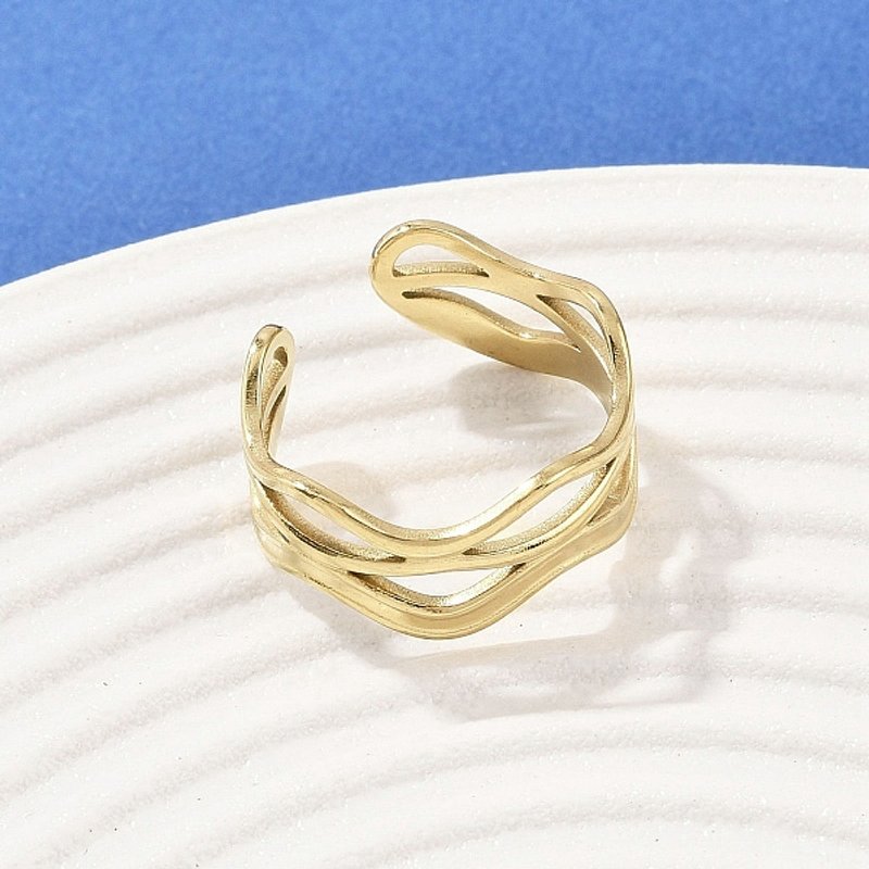 Bagues à Manchette en Acier Inoxydable 304 avec Plaquage en Or 18K, 10mm — Bijoux fantaisie