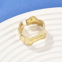 304 Stainless Steel Cuff Rings with 18K Gold Plating, 9.5mm