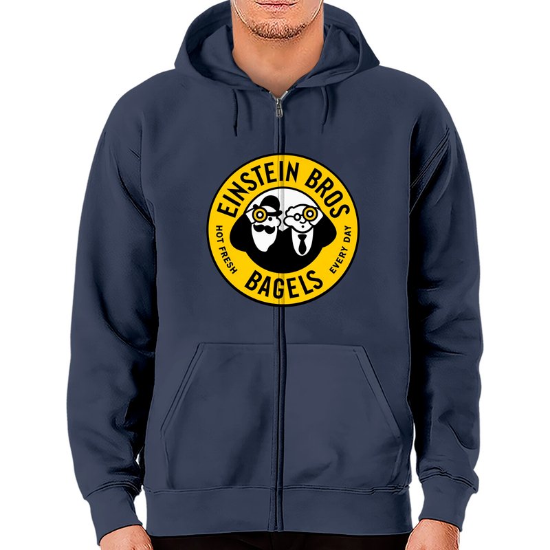 Hoodie zippé unisexe Donut Einstein Bagel en bleu marin