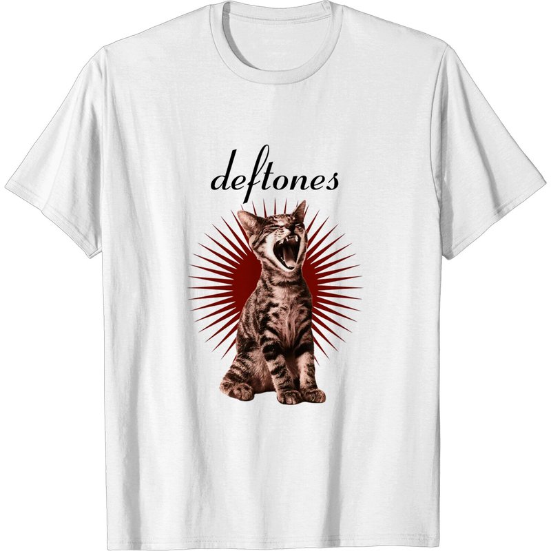 T-shirts en coton zippés Deftones Adre-Naline avec design de chat — T-shirts pour hommes