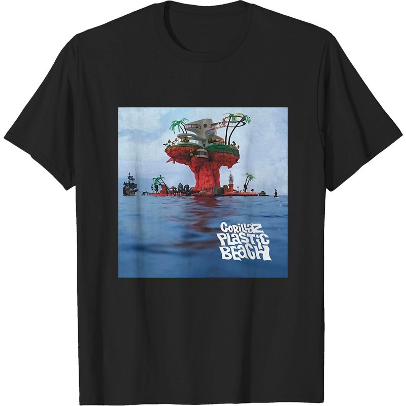 T-shirt unisexe Gorillaz : Plastic Beach pour hommes en noir — T-shirts pour hommes