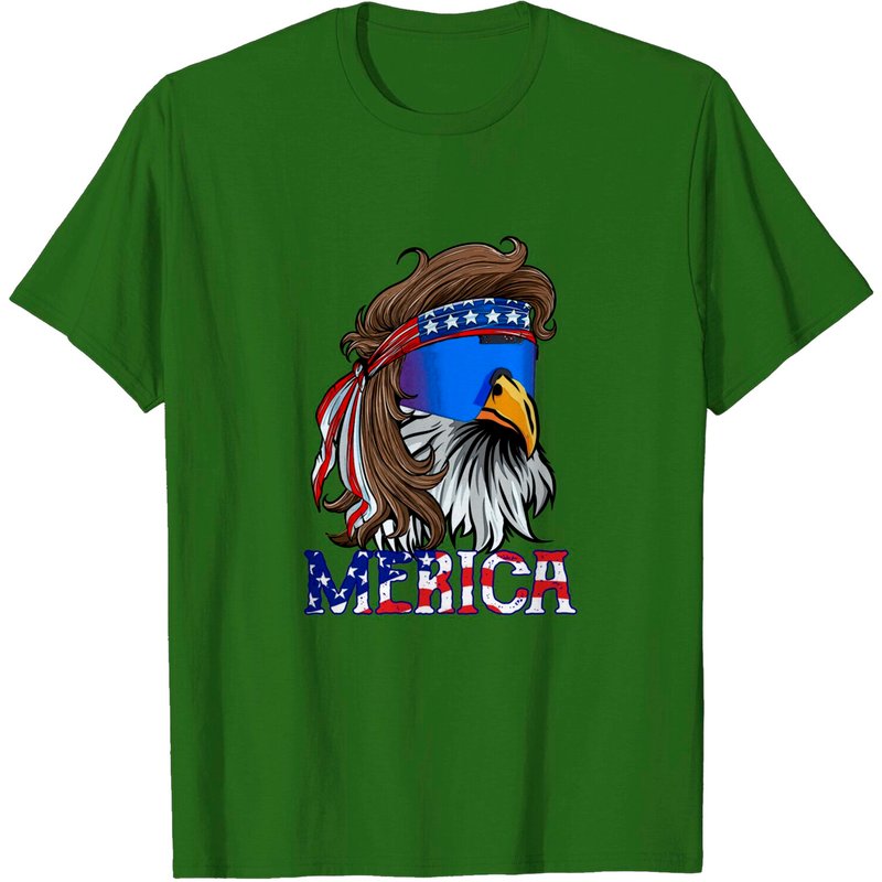 Mens Merica Eagle Mullet Shirt American Flag 4th of July T-Shirt