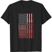 T-shirt Vintage de Pêche avec Drapeau Américain pour Hommes — T-shirts pour hommes