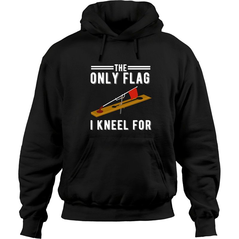 Hoodie Ice Fishing Tip Up Flag - Le Seul Drapeau Pour Lequel Je M'agenouille — Sweats à capuche pour hommes