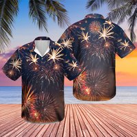 Firework Pattern Hawaiian Shirt for Men — Mens Casual Shirts