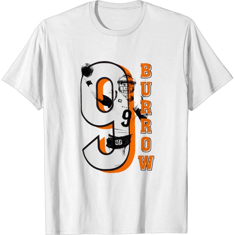 T-shirts à col rond Joe Burrow Numéro 9 pour hommes — T-shirts pour hommes