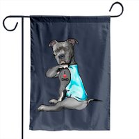 Drapeau de jardin Pitbull I Love Dad Tattoo