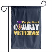 Purple Heart Combat Veteran Garden Flag for Purple Heart Day — Decorative Flags