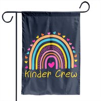 Kinder Crew Kindergarten Teacher Rainbow Heart Garden Flag
