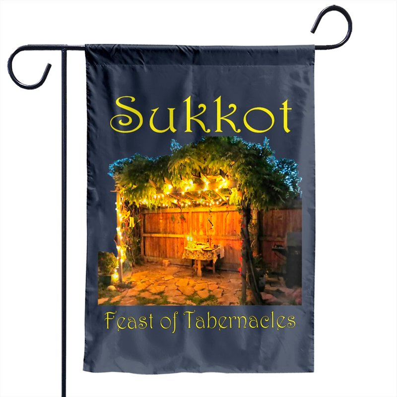 Drapeau de jardin Chag Sukkot Thanksgiving Fête des Tabernacles Sukkah — Drapeaux décoratifs