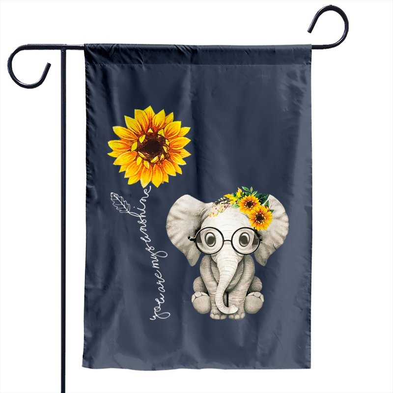 Drapeau de jardin You Are My Sunshine Hippie Sunflower Elephant — Drapeaux décoratifs