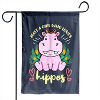 Just A Girl Who Loves Hippos Drapeau de Jardin