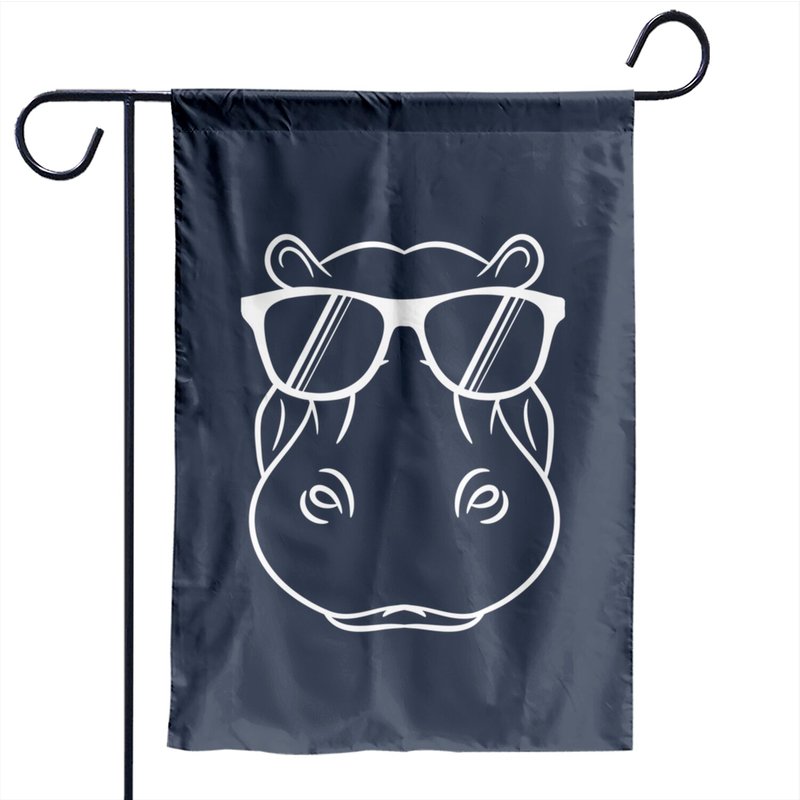 Drapeau de jardin Hippopotame avec lunettes de soleil — Drapeaux décoratifs