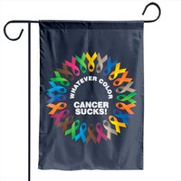 Drapeau de jardin Whatever Color Cancer Sucks Fight Cancer Ribbons — Drapeaux décoratifs