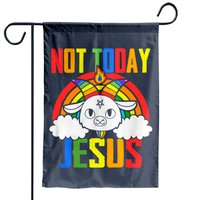 Drapeau de jardin Not Today Jesus Unicorn Satan Goat Rainbow