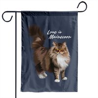 Drapeau de jardin Love Is Maine Coon Cat — Drapeaux décoratifs