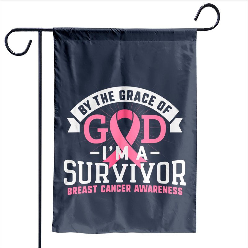 Breast Cancer Survivor Support Pink Ribbon Garden Flag