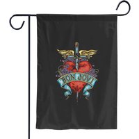 Bon Jovi Heart Black Adult Garden Flag — Decorative Flags