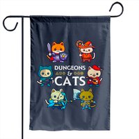 Dungeons And Cats Dice Garden Flag for Fantasy Gamers