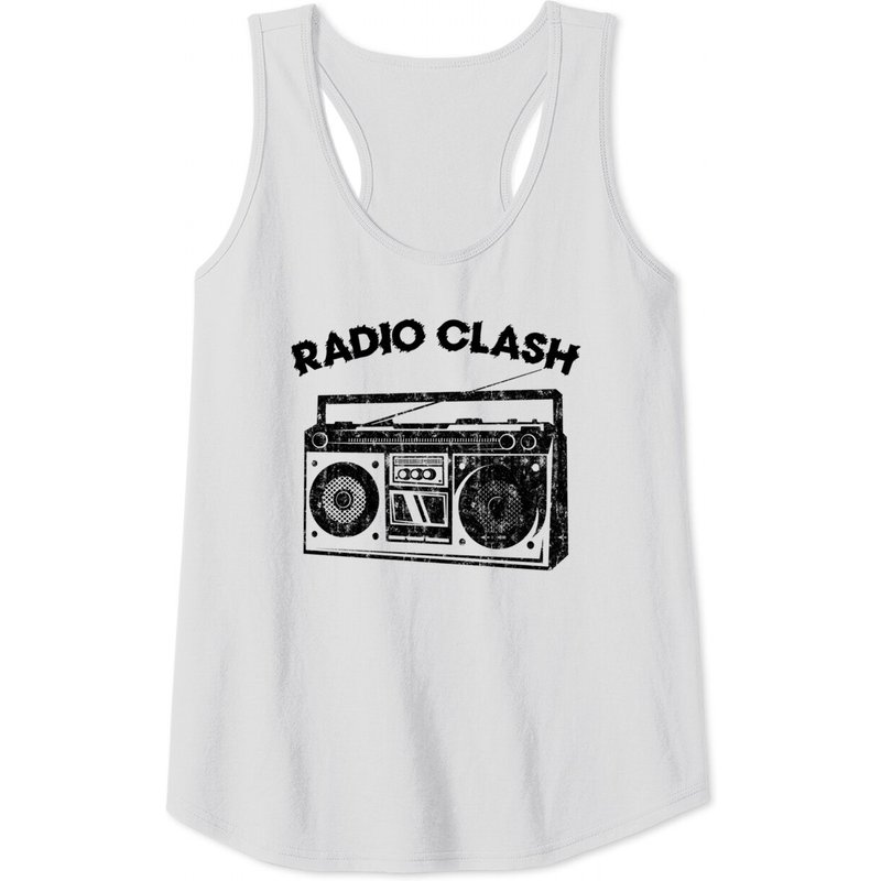 Punk Radio Clash Tank Tops for Men in Dark Grey