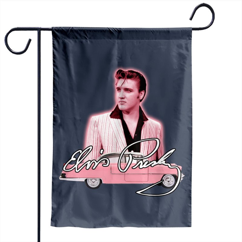 Drapeau de jardin Elvis Pink Classic Car pour femmes — Drapeaux décoratifs