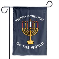 Drapeau de jardin Yeshua Est La Lumière du Monde Menorah Hanoukka — Drapeaux décoratifs