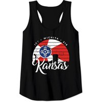 Débardeurs avec le drapeau de Wichita Kansas au coucher de soleil