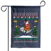 Narwhal Ugly Xmas Gift Santa Riding Narwhal Garden Flag — Decorative Flags