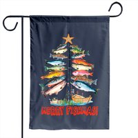 Merry Fishmas Christmas Tree Fish Fishing Garden Flag — Decorative Flags