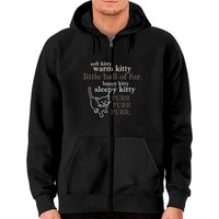 Hoodies zippés Soft Kitty pour unisexe en noir — Sweats à capuche pour hommes