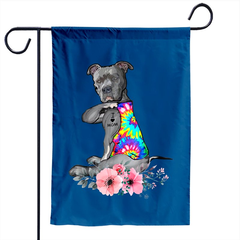 Drapeau de jardin Pitbuli Tatoos J'aime Maman — Drapeaux décoratifs
