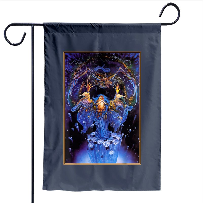 Scary Dragon Garden Flag - Wizard Summoning Fantasy Design