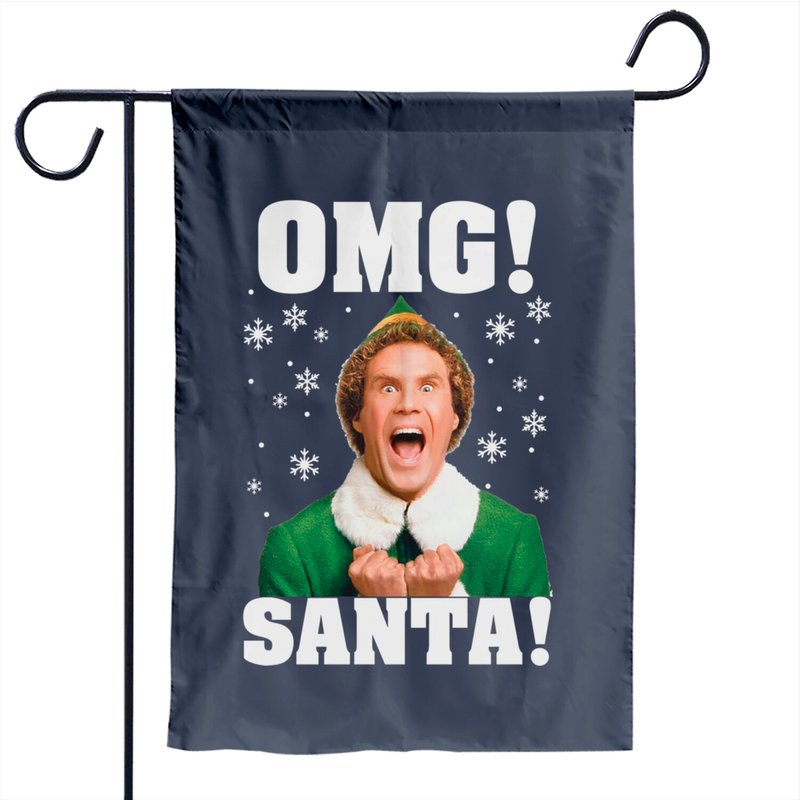 Drapeau de jardin Omg Santa Buddy Elf pour Noël — Drapeaux décoratifs