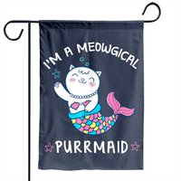 Drapeau de jardin I'm A Meowgical Purrmaid avec chat sirène — Drapeaux décoratifs