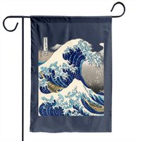 Waveboard Garden Flag Vintage Japanese Tattoo Art Kanagawa Wave — Decorative Flags