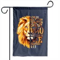 Drapeau de jardin Lion verset biblique Philippiens 4:13 — Drapeaux décoratifs