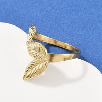 Bague à bracelet en acier inoxydable 304, design feuille, plaqué or 18K, 18mm — Bijoux fantaisie