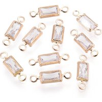 Charms de connecteur rectangulaires en zircon cubique clair en laiton — Accessoires pour bijoux