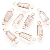 Charms de connexion trapezoïdaux en zircon cubique clair en laiton — Accessoires pour bijoux