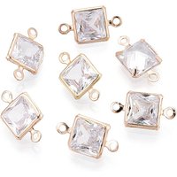 Charms de connexion carrés en zircon cubique clair en laiton — Accessoires pour bijoux