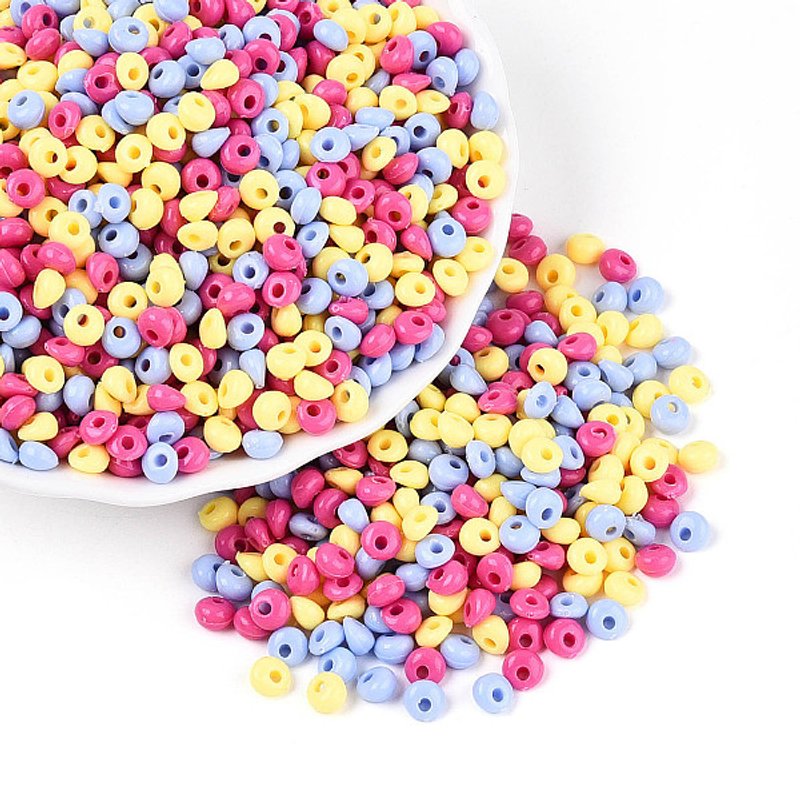 Perles Acryliques Opaques en Forme de Goutte, Rose Fluo, 5x5x3mm, Trou de 1.5mm — Perles à bijoux