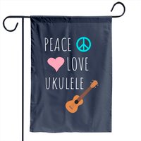 Drapeau de jardin Peace Love Ukulele Music pour usage extérieur