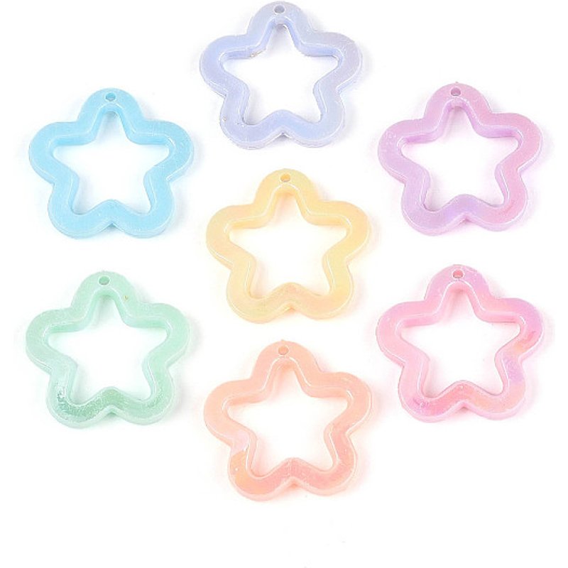 Pendentifs en acrylique opaque, en forme de fleur, couleurs mélangées — Breloques et pendentifs