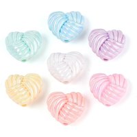 Perles en Acrylique Opaques, Cœur, Plaquées Couleur AB, Couleurs Mixtes — Perles à bijoux