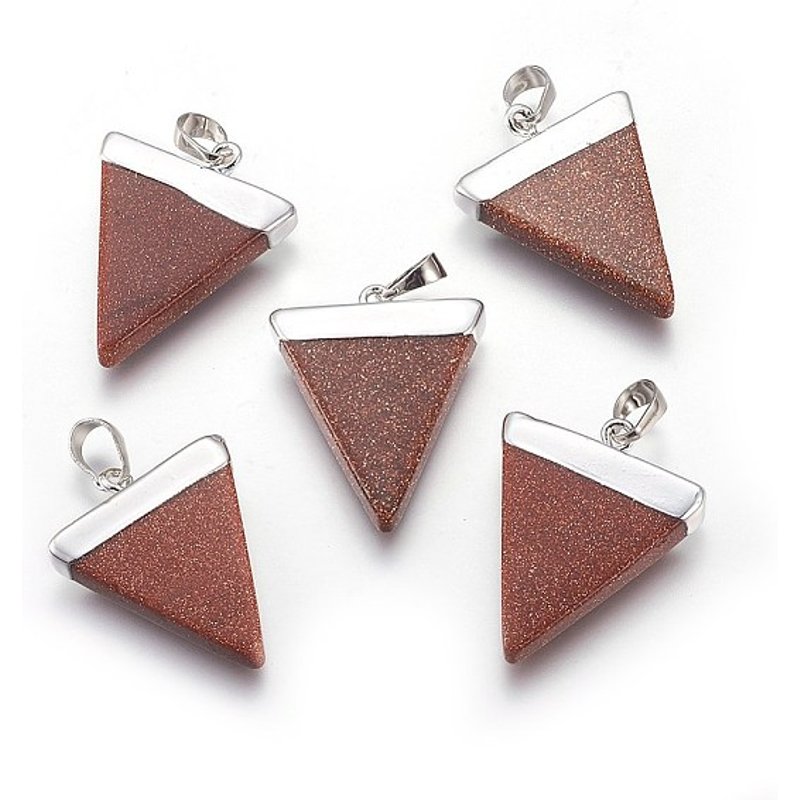 Synthetic Goldstone Triangle Charms with Platinum Plated Findings — Charms & Pendants