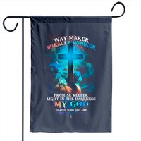 Waymaker Miracle Worker Garden Flag Lion Cross Light Colorful