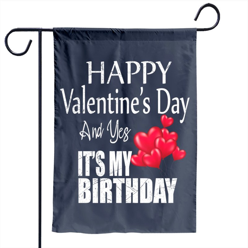 Drapeau de jardin Joyeuse Saint-Valentin Anniversaire — Drapeaux décoratifs